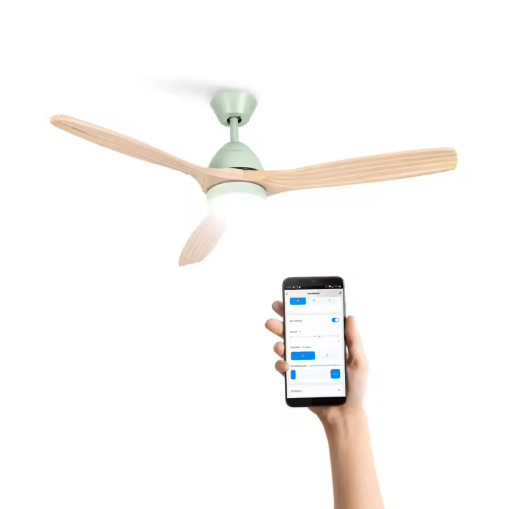 Create - Ventilador de Techo Silencioso con Motor DC y Aspas de Madera Natural - 6 Velocidades - WIND CUP - 1