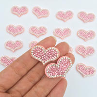 20Pcs Parches En Forma De Corazón Rosa Con AB Rhinestone Aplicación De Diamantes Para Ropa Decoración De Clip De Cabello Accesorios De Costura - details 0