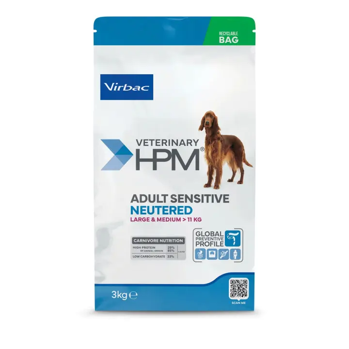 Virbac Veterinary HPM Adult Sensitive Digest Neutered Dog Large & Medium - Pienso para Perros Esterilizados - 1