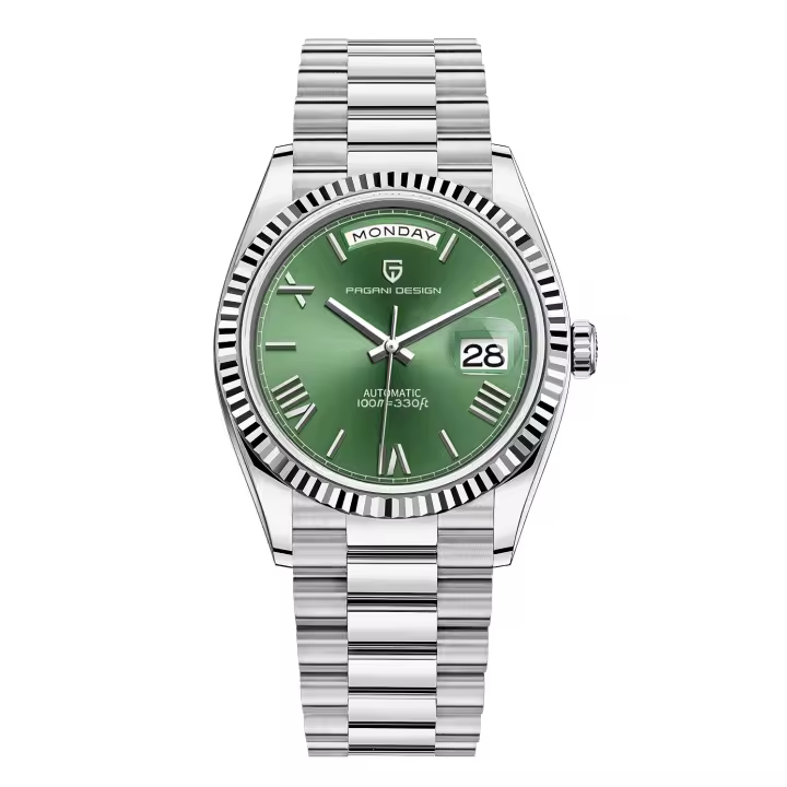 Reloj Mecánico De Lujo Para Hombre PAGANI DESIGN 2024 Cristal De Saphir Calendario Resistente Al Agua Y Shock Con Marca De Acero Inoxidable - 1