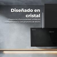 Campana Extractora Decorativa EVVO CE40 Cristal Black, 60 cm, 350 m³/h, 3 Velocidades, Energía B - details 0