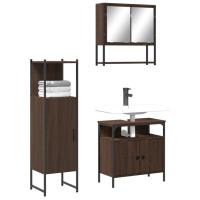 vidaXL Set de muebles de baño 3 pzas madera contrachapada en color Gris sonoma/Roble Sonoma/Roble ahumado y más | almacenamiento funcional diseño moderno para baño dormitorio sala - details 4