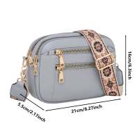 Bolsos de Mano para Mujer, Con múltiples bolsos, de PU, color lyso, a la moda, Bandolera de un solo hombro, Hecho a mano, Con Correas de Colores, Bandolera de Cuero. - details 0