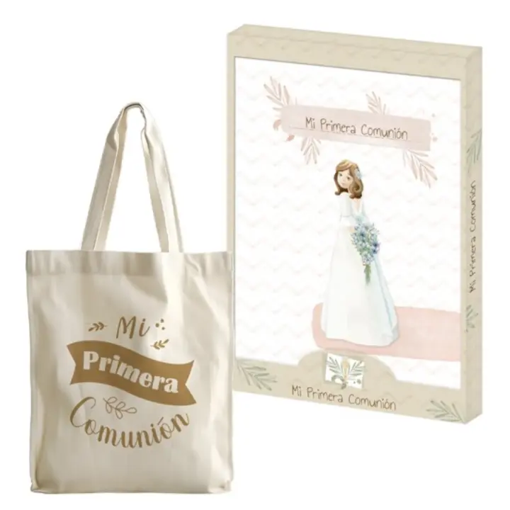 Conjunto de Primera Comunión: Álbum de Recuerdos 29x24 cm  44 Páginas  Incluye Árbol Genealógico, Fotos y Dedicatorias  Caja Regalo Transparente y Bolsa de Tela Elegante - Marca ARGUVAL - 1