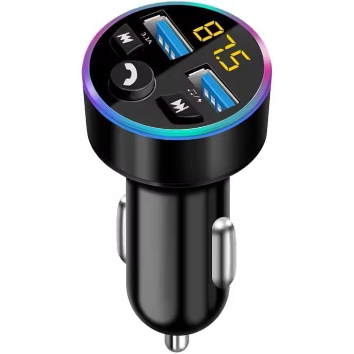 Cargador de coche Bluetooth, transmisor FM Bluetooth, adaptador de radio inalámbrico para REPRODUCTOR DE Música, Kit de teléfono para Coche with Llamadas Manos libres - 1