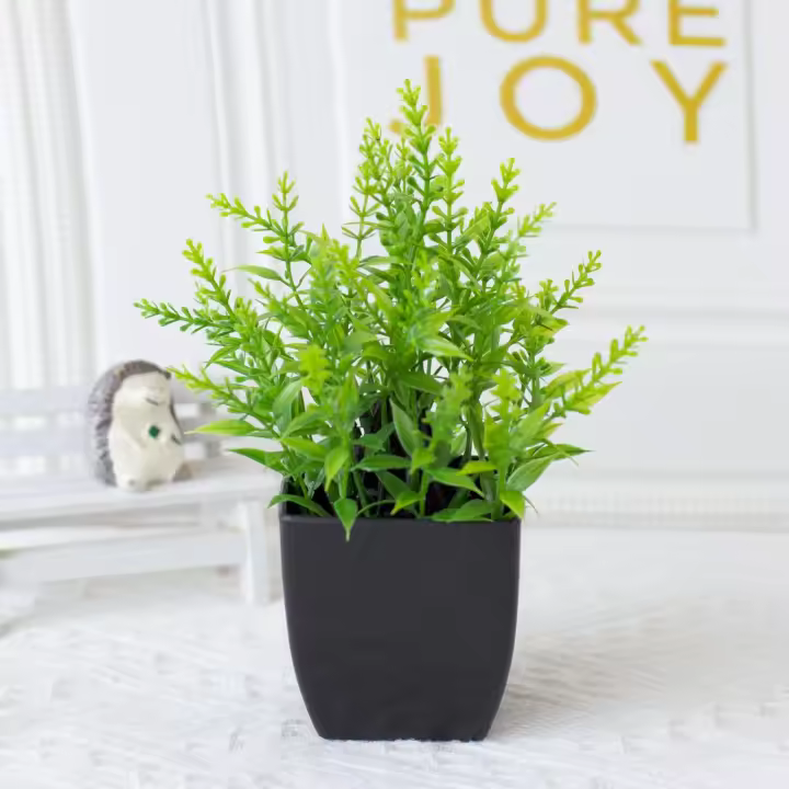 1pc Falsa Planta De Eucalipto Artificial En Maceta Negra Para Decoración De Interiores Oficina Farmacia Baño Estilo Rústico - 1