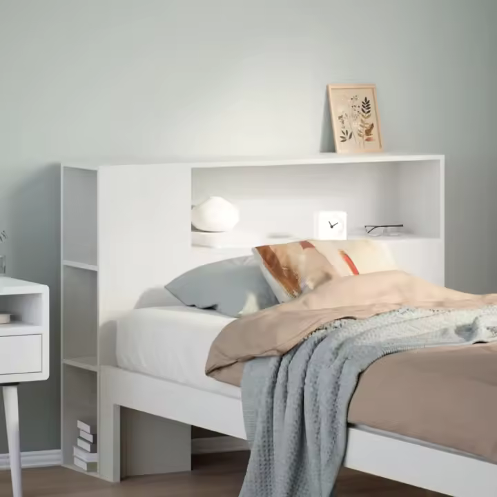 Cabecero de cama almacenaje madera maciza pino blanco 100 cm - 1