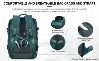 Mochila De Viaje 35L Aprobada Para Equipaje De Mano Personal De Avión Impermeable Weekender Para Hombres Y Mujeres Con Compartimento Para Computadora Y Zapatillas - details 3