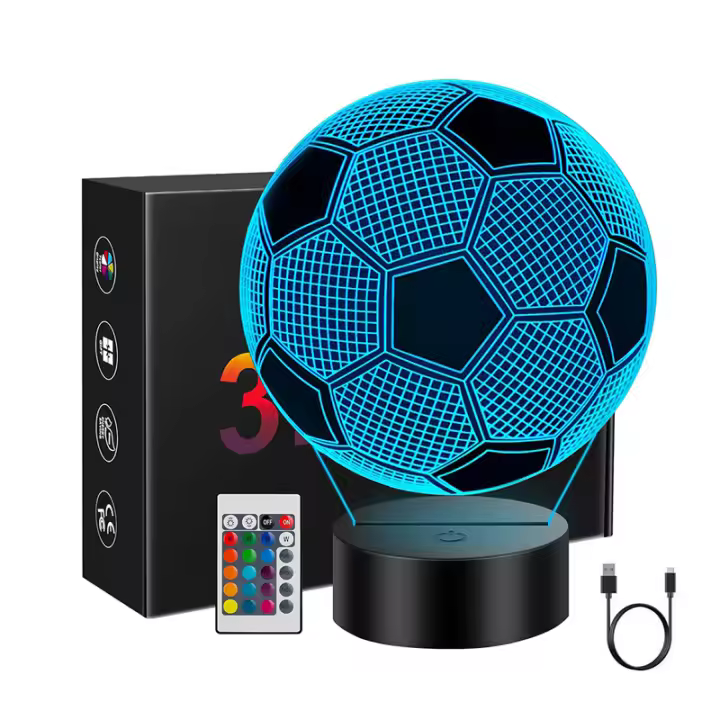 Luz Nocturna De Fútbol Para Niños Con Control Remoto 7 Colores Cambiantes Regalo De Cumpleaños Navidad San Valentín Para Hombres Y Mujeres Aficionados Al Deporte - 1