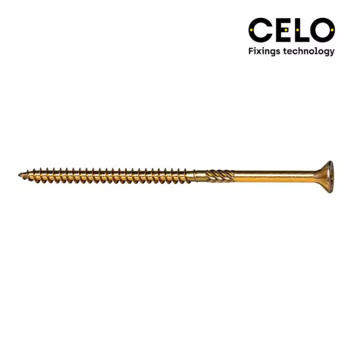 Caja 100 Unidades Tornillo Madera Avellana Parcial Dinámico Reforzado Bicromado + Lubricante CELO - Alta Calidad - 1