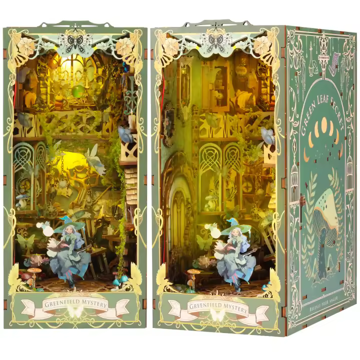 Kit De Miniatura Librería DIY Para Casa De Muñecas Con LED Iluminación Decoración De Hogar Regalo De Año Nuevo Material Madera - 1