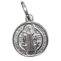 Medalla San Benito Cruz 17mm Plata Ley Estuche Regalo - Protección Espiritual Unisex - details 0