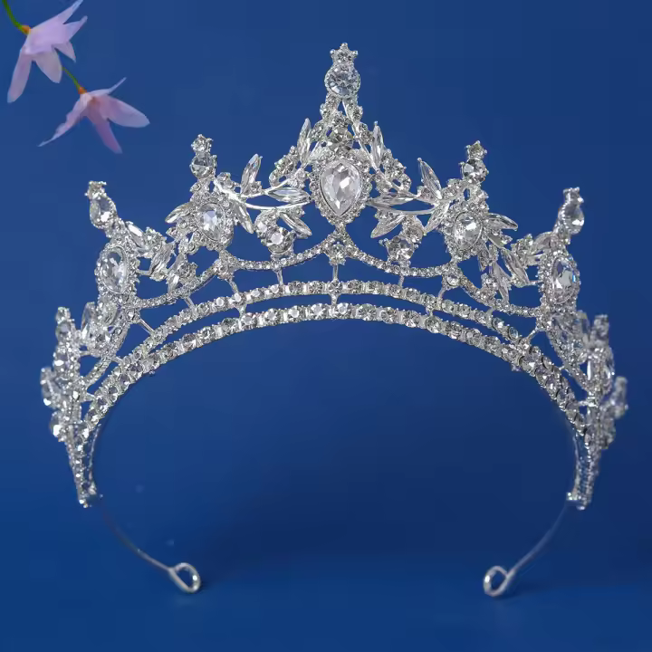Crowns De Boda En Color Plata Moda Diadema De Princesa Con Cristales Para Mujer Accesorios De Cabello Para Novia - 1