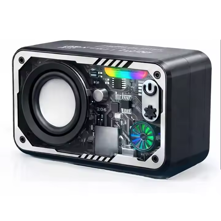 Altavoz Bluetooth Portátil 4W con Sonido Envolvente 3D y Luces LED RGB Sincronizadas con la Música, Impermeable IPX5, Bluetooth 5.3, Batería Recargable 6H, Ranura Tarjeta TF, Mini Altavoz Compacto para Playa, Viajes y Exterior – Negro - 1