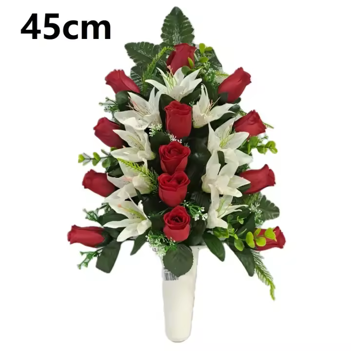 Flores artificiales para cementerio,Centro Flores para santos duraderas de tela con maceta,Gerimport,Envios desde España - 1