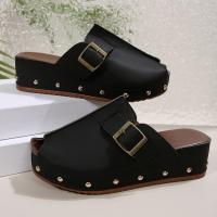 SP Zapatillas de Suela Gruesa para Mujer, novedad de Verano 2025, zapatillas de Suela Gruesa con punta Cerrada de gran tamaño y cinturón de cinturón decorativo. - details 16