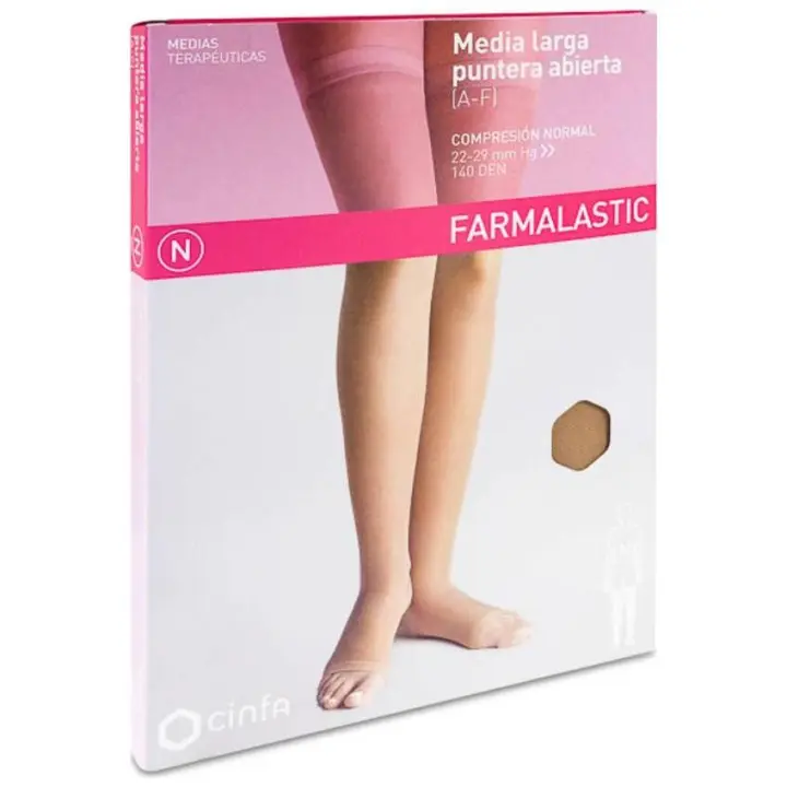Farmalastic Media Larga Compresión Normal Puntera Abierta Camel  T-P - 1