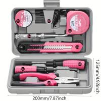 Juego De Herramientas DIY Para Mujer 13pcs Rosa Kit Pequeño De Herramientas Básicas Para El Hogar Oficina Y Dormitorio Universitario - details 5