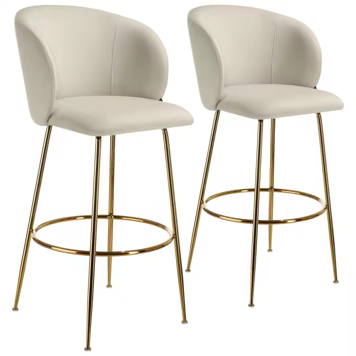 TECTAKE - Taburete alto LUANA con respaldo y aterciopelado, Taburete alto acolchado con funda de terciopelo suave, Gran respaldo curvado para aún más comodidad, Patas de acero galvanizado estables con reposapiés perimetral - 1