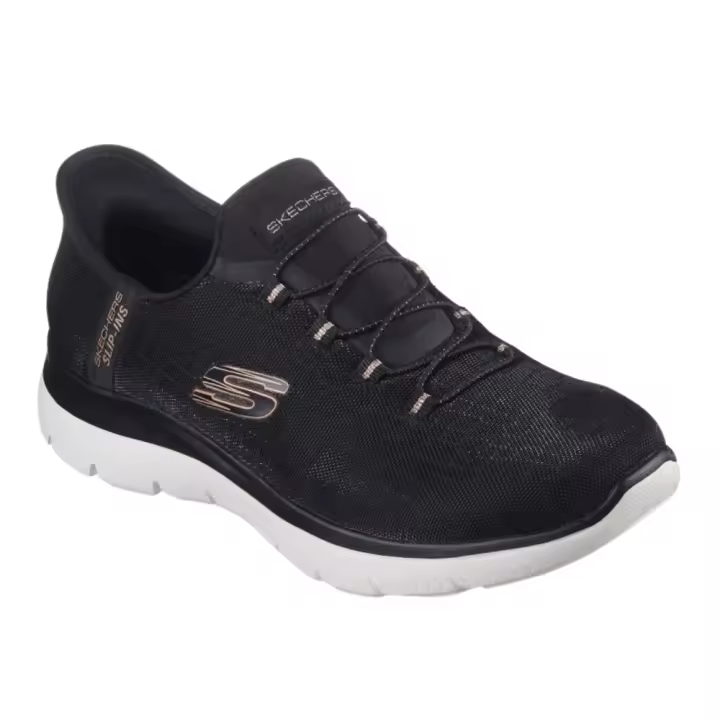 Deportivos Skechers Slip-Ins Summits - Classy Nigh Fabricado En Malla Brillante Con Estampado Serpiente Para Mujer Color Negro - 1