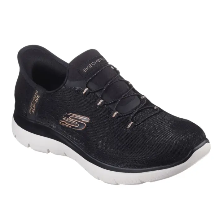 Deportivos Skechers Slip-Ins Summits - Classy Nigh Fabricado En Malla Brillante Con Estampado Serpiente Para Mujer Color Negro - 1