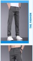 Nuevos Pantalones Para Hombre De Seda Lyocell Suave Estirable Moda Casual Verano Cintura Elástica Slim Trousers Negocios - details 12