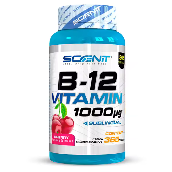 Vitamina B12 Sublingual - 1000 mcg - 365 tabletas - Sabor Cereza - Vitamina B12 - Vitamina B12 vegana - Vitamina B12 Cianocobalamina - Vitaminas B12 - Suplemento Vitamina B12 - 1