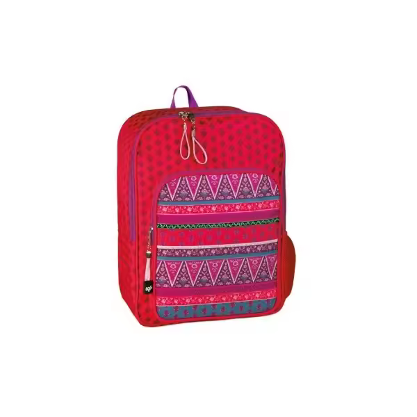 ​La Mochila Busquets colección Saraniu (EAN: 8422829554311) tonos rojos, y étnicos es una opción práctica y estilizada para transportar tus pertenencias con comodidad y seguridad. - 1