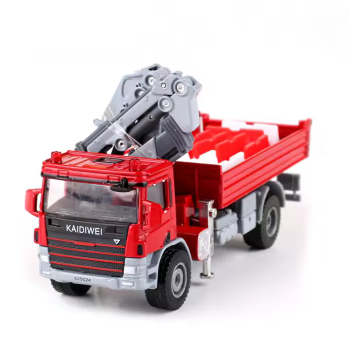 Kaidiwei Camión Gratiente Con Grúa Modelo De Vehículo De Ingeniería a Escala 1/50 Para Niños Juguetes De Simulación Regalos Metal Sin Batería - 1