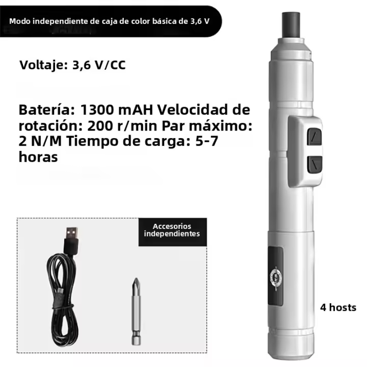 Mini Destornillador Eléctrico Sin Cable USB Recargable 3.6V 200r/Min Herramienta De Reparación Multifuncional Para DIY En El Hogar - 1