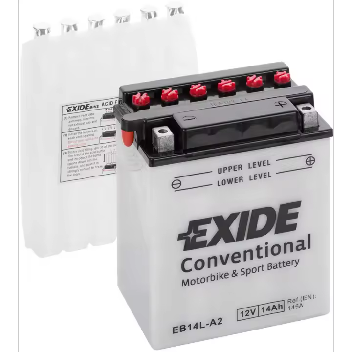 Batería Exide EB14L-A2 Moto 12V Conventional. 12V - 14Ah/145A (EN) (135x90x165mm) - 1