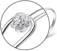 Pulsera de Plata with Boton with elegant clip para Mujer, pulsera de Plata con diseño floral, pulsera con dijes de Plata, brazalete clásico, joyería para Mujeres y niños ( - details 2