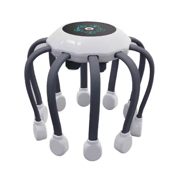 Masajeador de Cabeza Eléctrico Octopus con 5 Modos de Musicación Terapia de Luz Roja para Alivio de Estrés Material de Silicona y ABS - 1