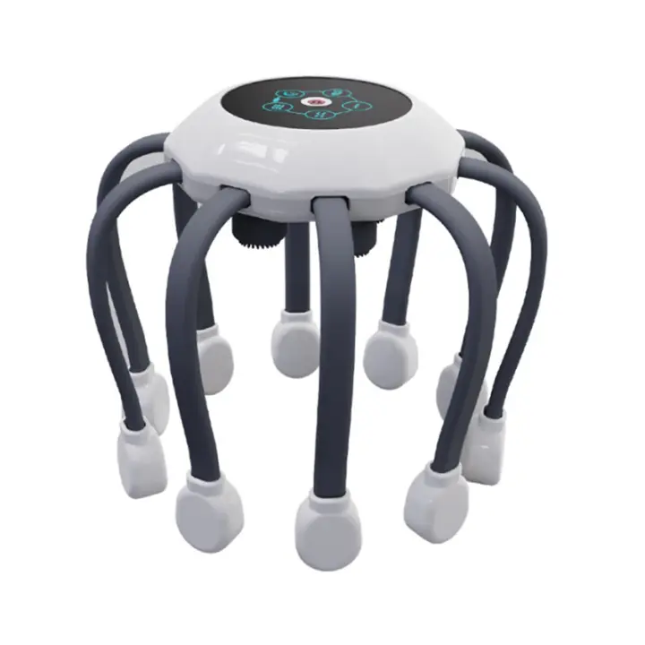 Masajeador de Cabeza Eléctrico Octopus con 5 Modos de Musicación Terapia de Luz Roja para Alivio de Estrés Material de Silicona y ABS - 1