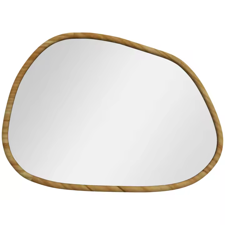 HOMCOM Espejo de Pared Decorativo 70x50 cm Espejo de Baño con Forma Irregular y Marco de Madera para Salón Entrada Pasillo Horizontal o Vertical Natural - 1