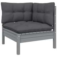 vidaXL Sofá de jardín de 2 plazas madera maciza pino con cojines Marrón y gris, Natural y crema, Blanco Conjunto Terraza Muebles Jardín Exterior Juego de Muebles de jardín Mueble Jardín Exterior Muebles de Salon Exterior - details 1