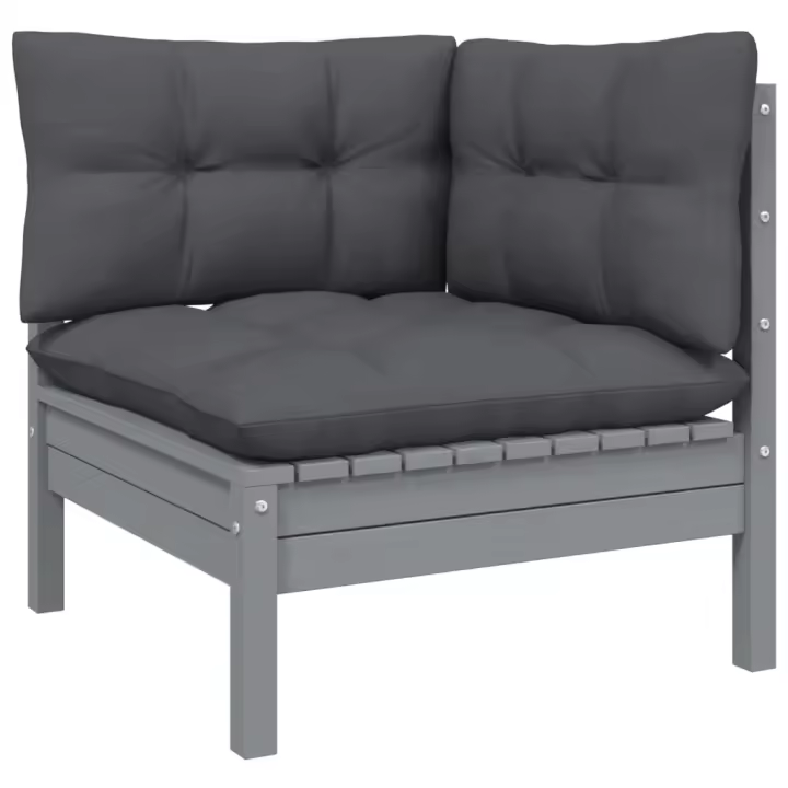 vidaXL Sofá de jardín de 2 plazas madera maciza pino con cojines Marrón y gris, Natural y crema, Blanco Conjunto Terraza Muebles Jardín Exterior Juego de Muebles de jardín Mueble Jardín Exterior Muebles de Salon Exterior - 1