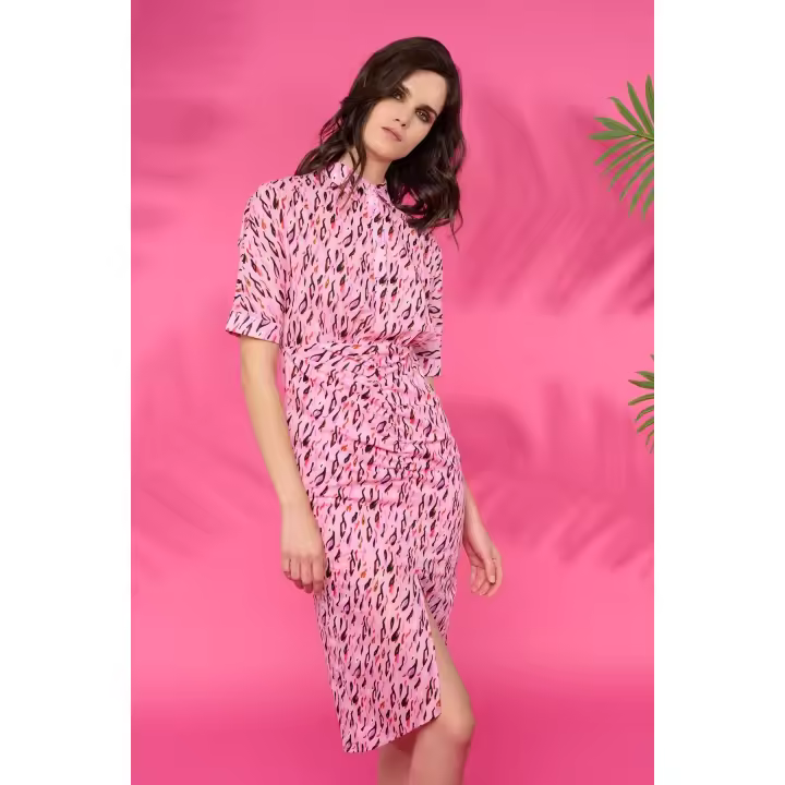 Vestido midi rosa -Minueto- Lily - 1