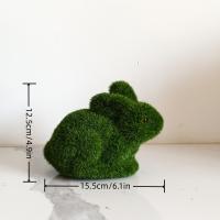 Estatua De Conejo Verde De Pascua Para Jardín Decoración De Fiesta Familiar Figura De Animales Hecha De Fibra Vegetal - details 2