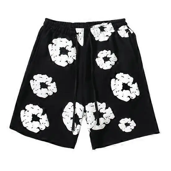 Summer Men Shorts Flower Print Drawstring Elastic Waist Loose Pockets Pleated Vacation Beach Sport Casual Homewear Short Pants - 1