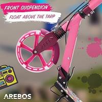 Arebos Patinete con Ruedas de Goma con LED - Suspensión Delantera - Soporte para Botella y Timbre - details 10