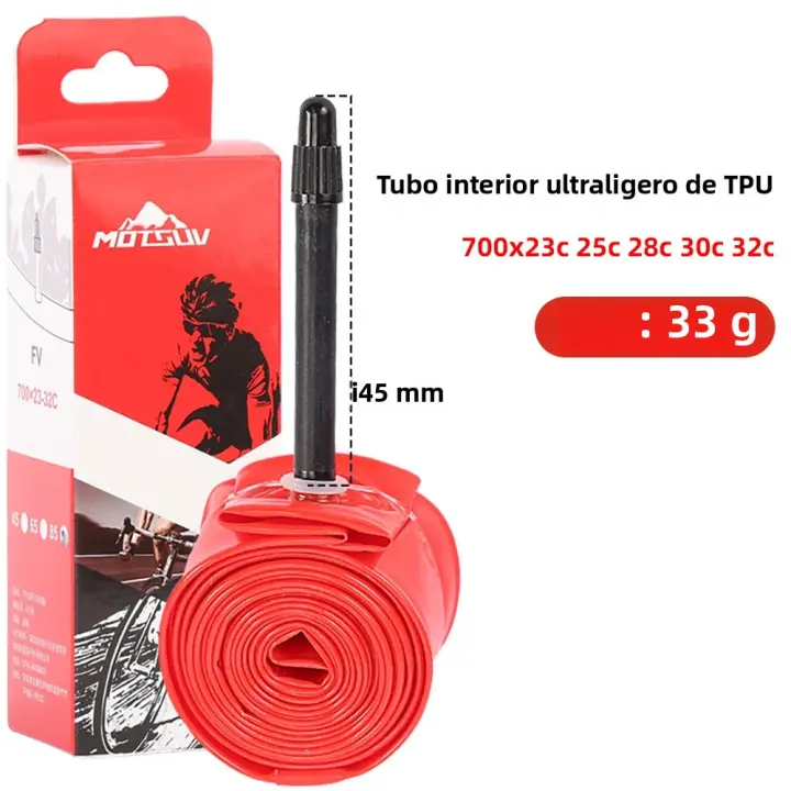 MOTSUV Llanta De Bicicleta TPU 700x23C 25C 28C 32C Con Luces Y Neumáticos 700C Accesorios De Ciclismo Válvula Francesa 33G - 1