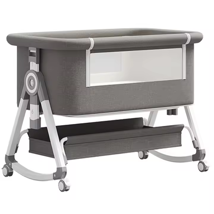 YAZOCO-Cuna yazoco - 3 en 1, cuna de colección, cuna mecedora, colchón inclinado a la altura con seis marchas ajustables, 4 ruedas con frenos, colchón ergonómico - 1