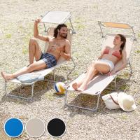 Tumbona plegable portátil de aluminio para playa y piscina California Tumbonas de Aluminio, Mueble de Jardín, Parasol, Respaldo Ajustable, Exterior Patio Terraza Playa 188*56cm - details 2