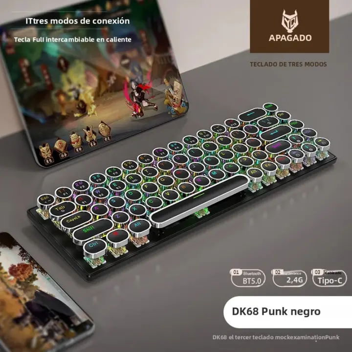 Teclado Mecánico DK68 Punk Con Iluminación RGB Dinámica 68 Teclas Conexión Bluetooth Tri-modo APAYADO Full-key Hot-swap - 1
