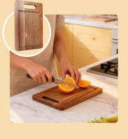 Tabla De Corte De Madera Acacia Con Mango Bloque De Corte De Carne Para Frutas Y Carne Herramienta De Cocina Segura Antideslizante Rectangular - details 5