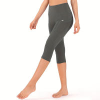 Leggings Capri Para Mujer Cintura Alta Con Bolsillos Ropa Deportiva Yoga Pantalones Capri Para Ejercicio Material Poliéster - details 6