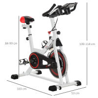 HOMCOM Bicicleta Estática Bicicleta de Fitness Pantalla LCD Asiento Manillar Ajustable Volante de Inercia 8kg Resistencia Regulable 103x53x110-114 cm Acero - details 2