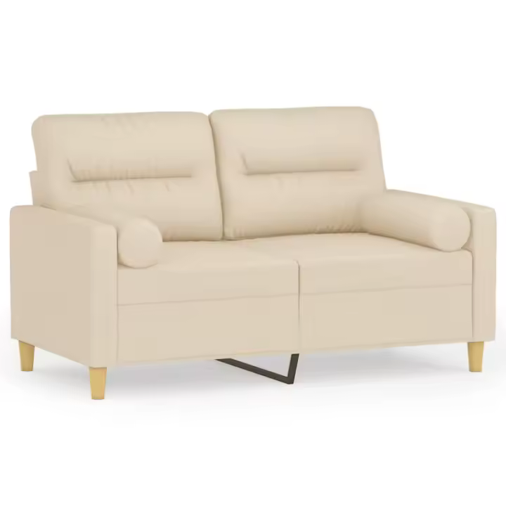 vidaXL Sofá de 2 plazas con cojines tela color crema 120 cm - 1