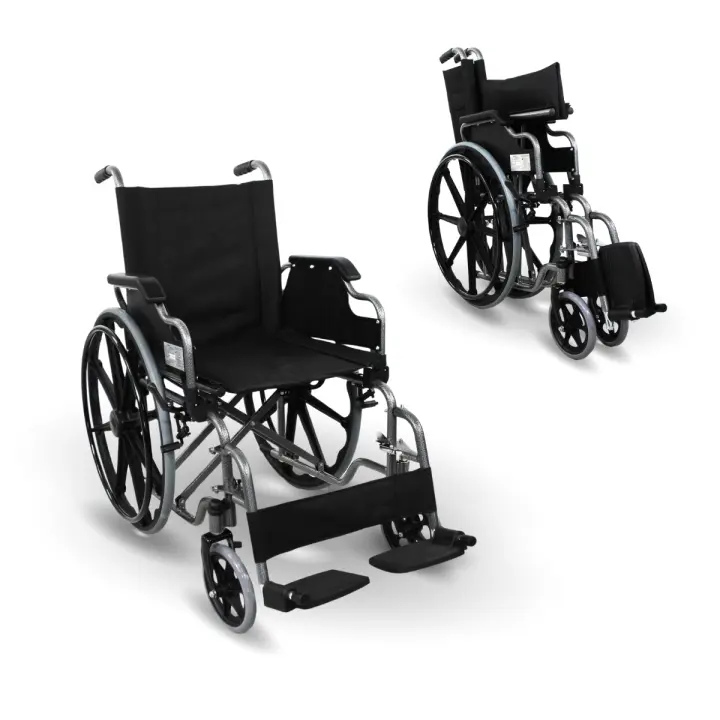 Mobiclinic Giralda Silla de ruedas ortopédica plegable autopropulsable para minusválidos y ancianos reposapiés extraíbles y reposabrazos abatibles ultraligera negro asiento: 43 cm - 1